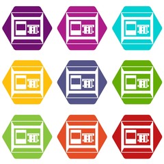 Poster - ATM icon set color hexahedron