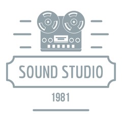 Poster - Retro sound studio logo, simple gray style