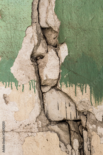 Broken Brick Wall With Green Paint Buy This Stock Photo And