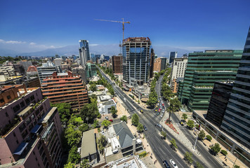 Fototapete - Modern buildings near construction site in Santiago de Chile