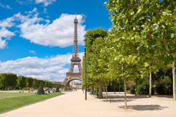 Canvas Print - The Eiffel Tower and the Champ de Mars on a summer day in Paris