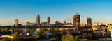 Fototapeta Londyn - Cleveland panorama with skyline and bridges over the Cuyahoga