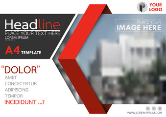 Wall Mural - red and black flyer cover business brochure vector design, leaflet advertising abstract background, 