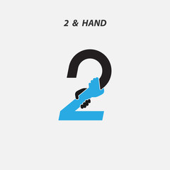 Creative 2- Number icon abstract and hands icon design vector template.Business offer,partnership,hope,support or help concept.Vector illustration