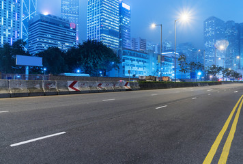 Poster - inner city street with modern skyscrapers on background,hong kong,China.