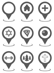 Poster - map pointer set collection vector simple
