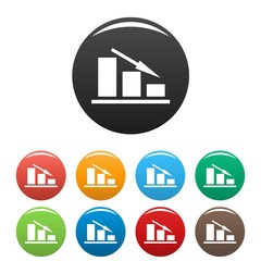 Poster - Down chart icons set vector