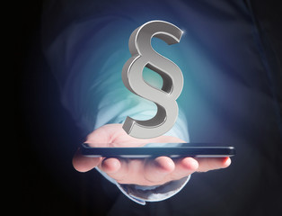 Fototapete - Justice and law symbol displayed on a futuristic interface - 3d rendering