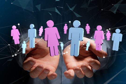 Couple of a man and a woman meeting on the internet - 3D rendering