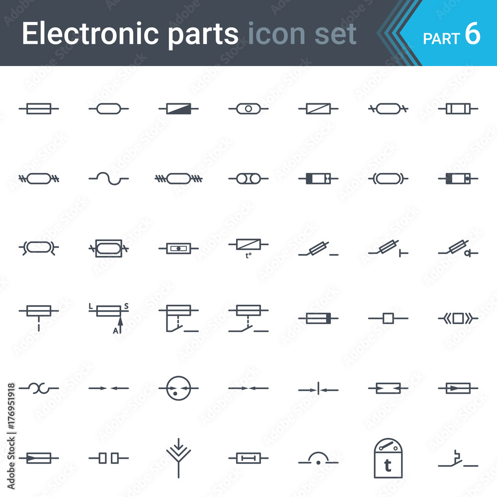 Complete vector set of electric and electronic circuit diagram symbols and  elements - fuses and electrical protection symbols Stock Vector | Adobe  Stock, image size:1000x1000