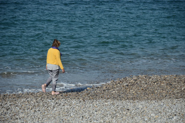 Canvas Print - gens detente loisir femme solitude climat meteo mer eau ocean sante environnement