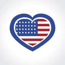 american flag inside heart shape