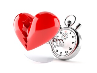 Canvas Print - Broken heart with stopwatch