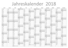 Kalender 2018 Jahresplaner Jahreskalender Wandkalender Grau 