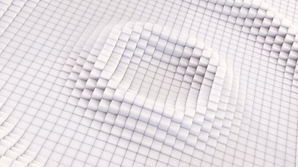 White ripples made of cubes.
Loop ready animation of three dimensional surface.