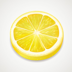 Wall Mural - Lemon juicy slice realistic fruit