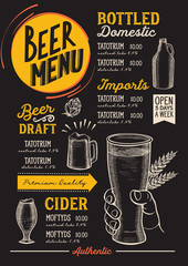 Beer menu restaurant, drink template.