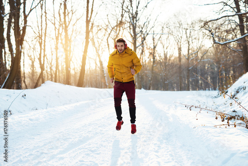 yellow hiking jacket