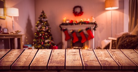 Poster - Composite image of wooden table