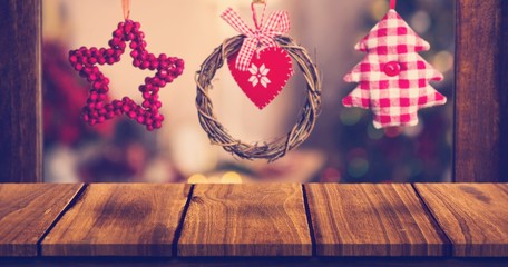 Poster - Composite image of wooden table