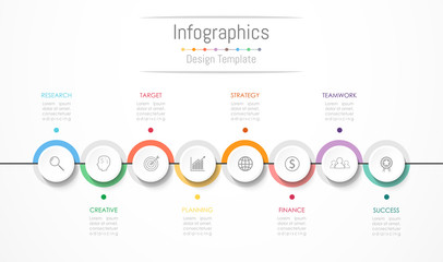 Infographic design elements for your business data with 8 options, parts, steps, timelines or processes. Vector Illustration.