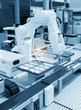 robotic machine tool in industrial manufacture plant,Smart factory industry 4.0 concept.