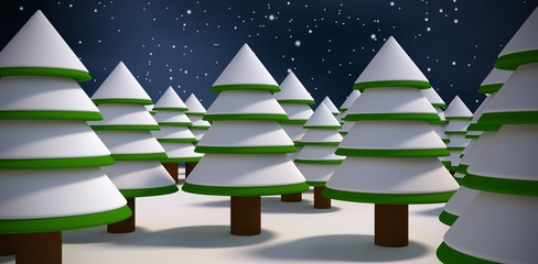 Poster - Composite image of trees on snow field
