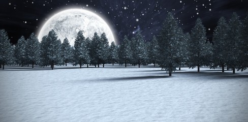 Poster - Composite image of forest on snowy field