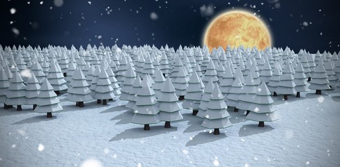 Poster - Composite image of christmas trees at forest during winter