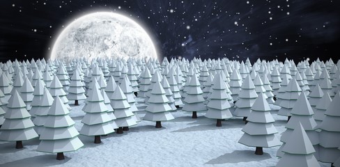 Poster - Composite image of christmas trees on field during winter