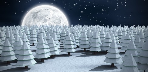 Poster - Composite image of snow covering christmas trees on field