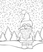 Christmas Background With Santa And Pine Trees For Coloring Book Page Vector