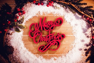 Poster - Composite image of three dimensional of merry christmas text in