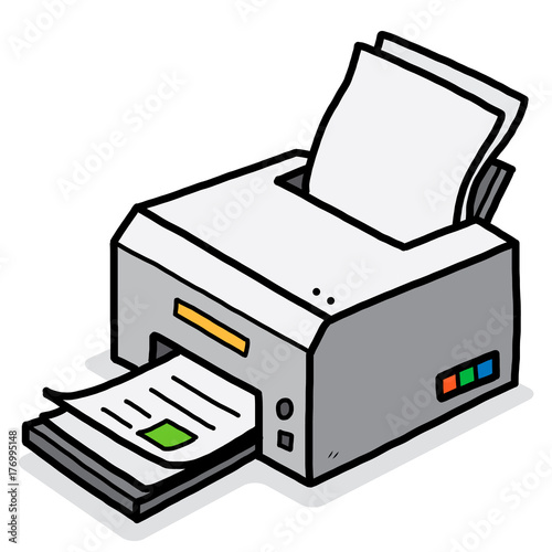 color printer / cartoon vector and illustration, hand drawn style ...