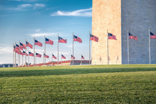 Washington Monument With The Flags, Washington DC, USA
