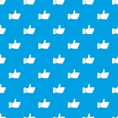 Poster - Thumb up sign pattern seamless blue