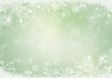 Gradient Green Winter Snowflake Border With The Snow