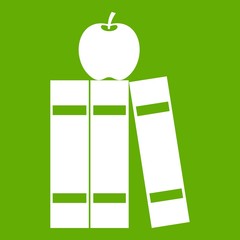 Poster - Stack of books and apple icon green