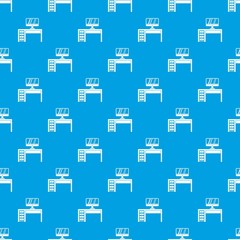 Poster - Computer desk, workplace pattern seamless blue