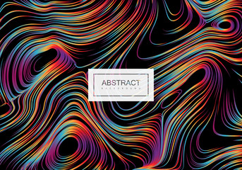 Poster - Abstract background with curled linear rainbow pattern