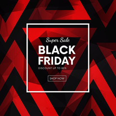 Poster - Black friday sale vector banner. Special offer with abstract geometric polygonal backdrop.