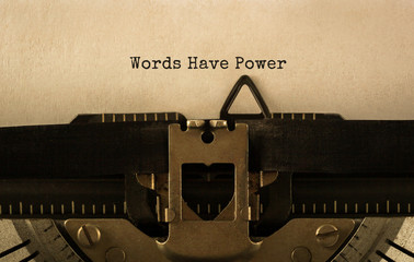 Poster - text words have power typed on retro typewriter