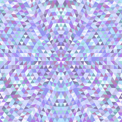 Poster - Circular geometric triangle kaleidoscope mandala background - symmetrical vector pattern graphic from colored triangles