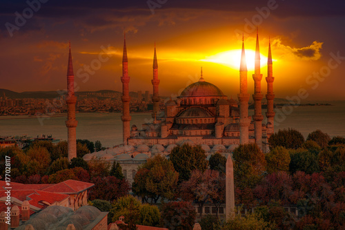 Poster The Blue Mosque, (Sultanahmet), Istanbul, Turkey.