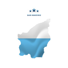 Naklejka na meble San Marino map with waving flag. Vector illustration.