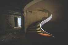 A Decayed Stairway In An Abandoned Hotel