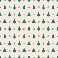 Christmas Tree Snowflakes Seamless Pattern