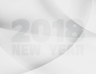 Poster - Minimal grey and white background with transparent 'New Year 2018'. Simple vector pattern with gradient