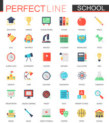 Aufkleber - Vector set of flat School education icons.