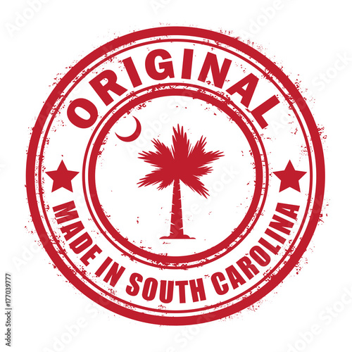 Fototapeta na szkło original made in south carolina stamp with its country flag
